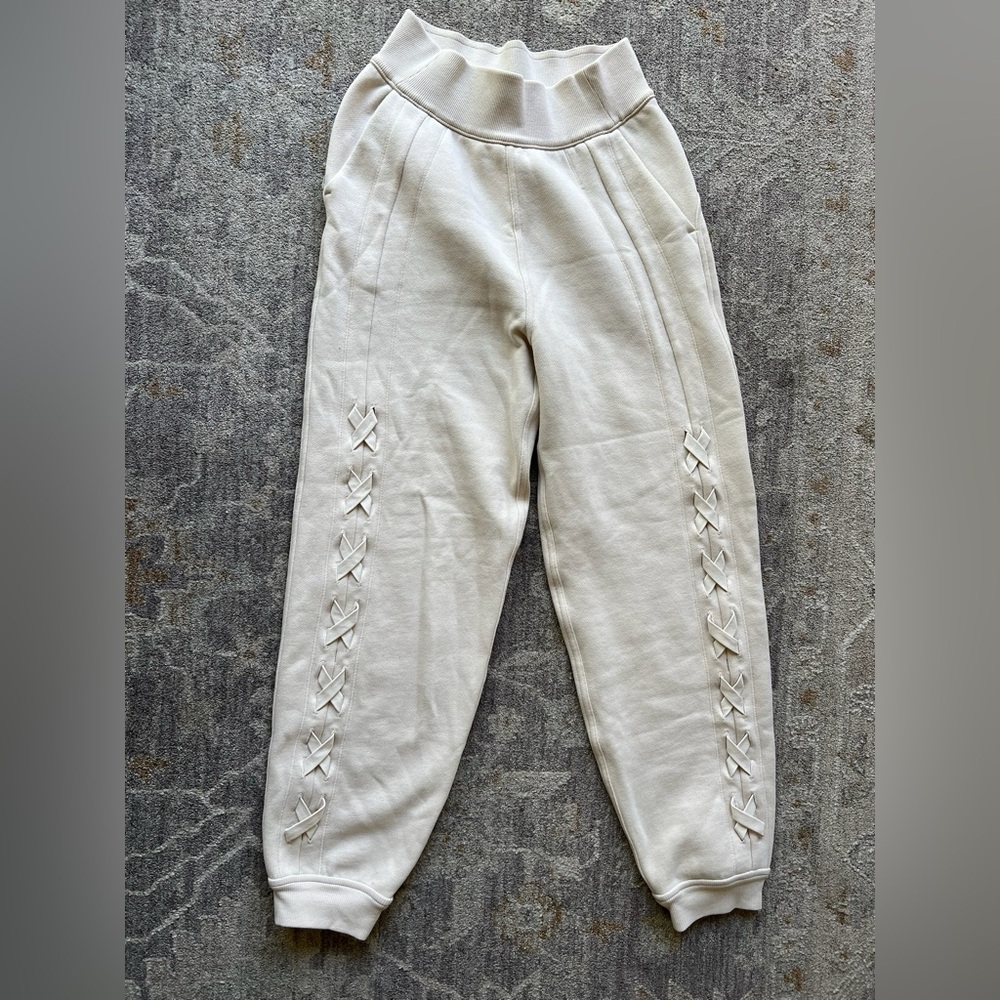 Lululemon Cream Joggers with Lace-Up Detail